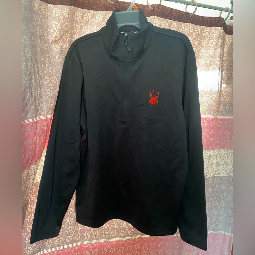 Spyder Sweatshirt Mens XL Black Outbound Long Sleeve Half Zip polyester Pullover